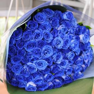 Букет 59 синих роз с оформлением R663